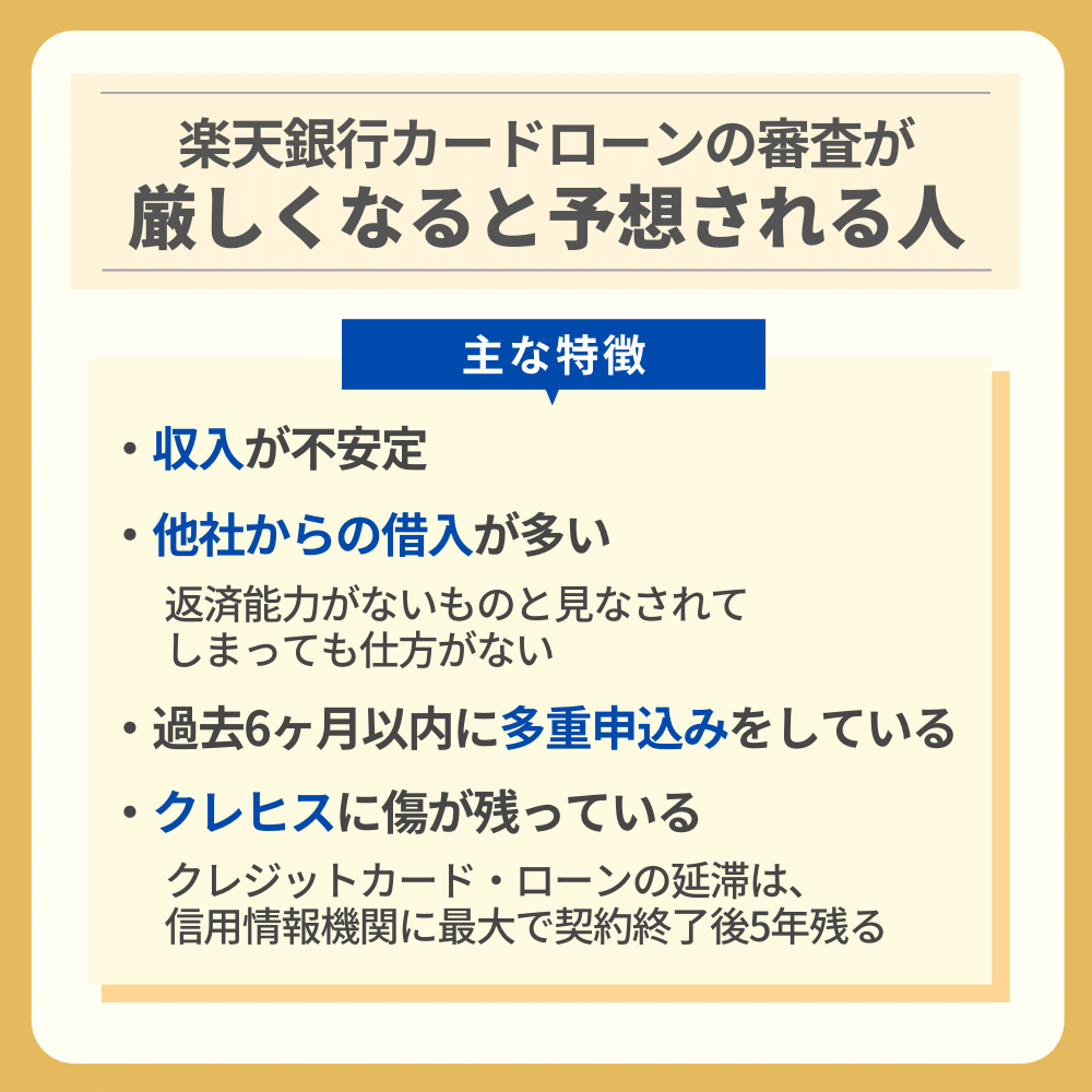 オリックス銀行カードローンの審査が厳しくなると予想される人